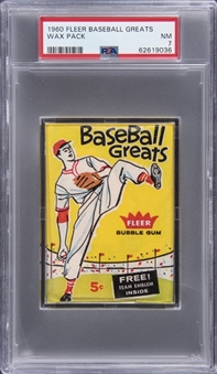 1960 Fleer "Baseball Greats" Unopened 5-Cent Wax Pack – PSA NM 7